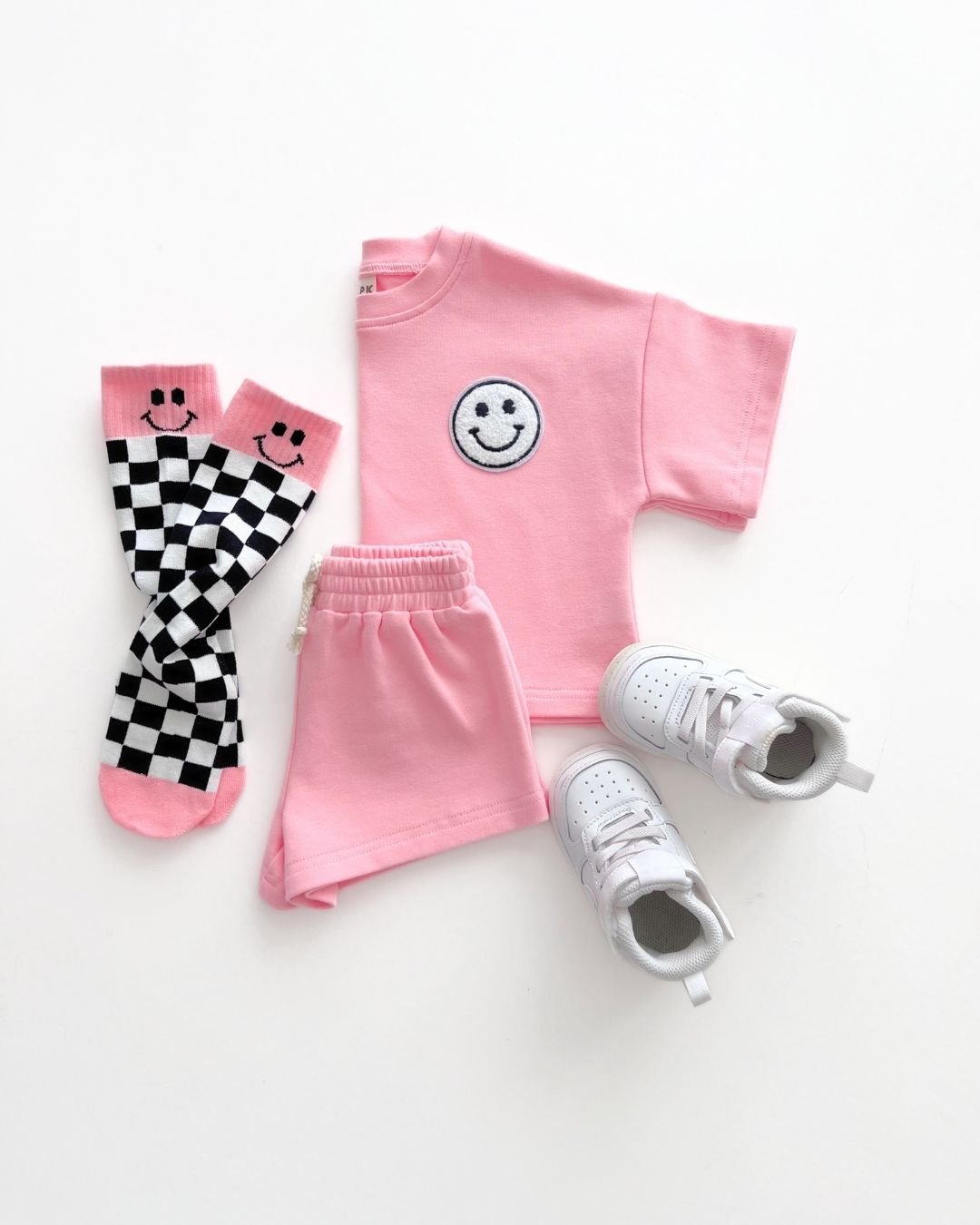 Smiley Shorts Set | Pink Peach - HoneyBug