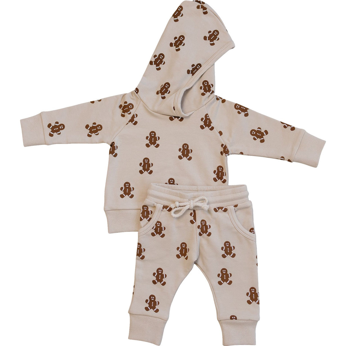 Gingerbread Hooded French Terry Set - HoneyBug