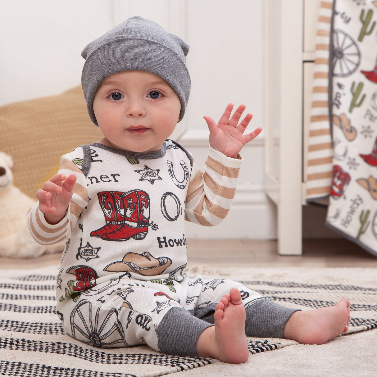 Howdy Partner Cowboy Western Romper - HoneyBug