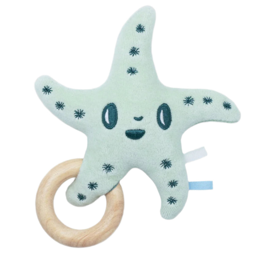Teal Sea Star Teething Rattle - HoneyBug