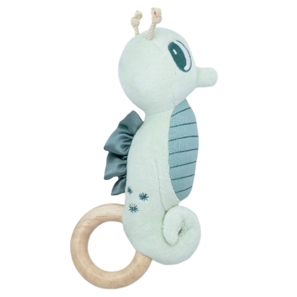 Teal Seahorse Teething Rattle - HoneyBug