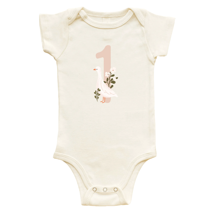 Goose Monthly Milestone Organic Baby Bodysuit