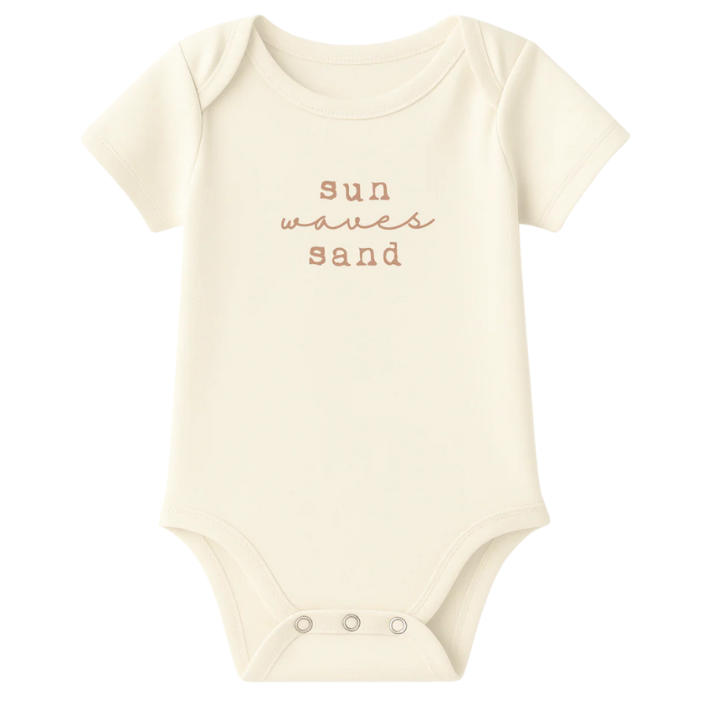 Sun Waves Sand Clay Organic Cotton Short Sleeve Baby Bodysuit