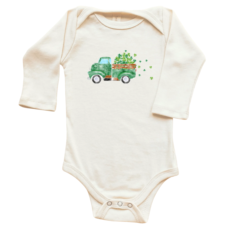 Shamrock Truck Organic Baby Bodysuit Long Sleeve