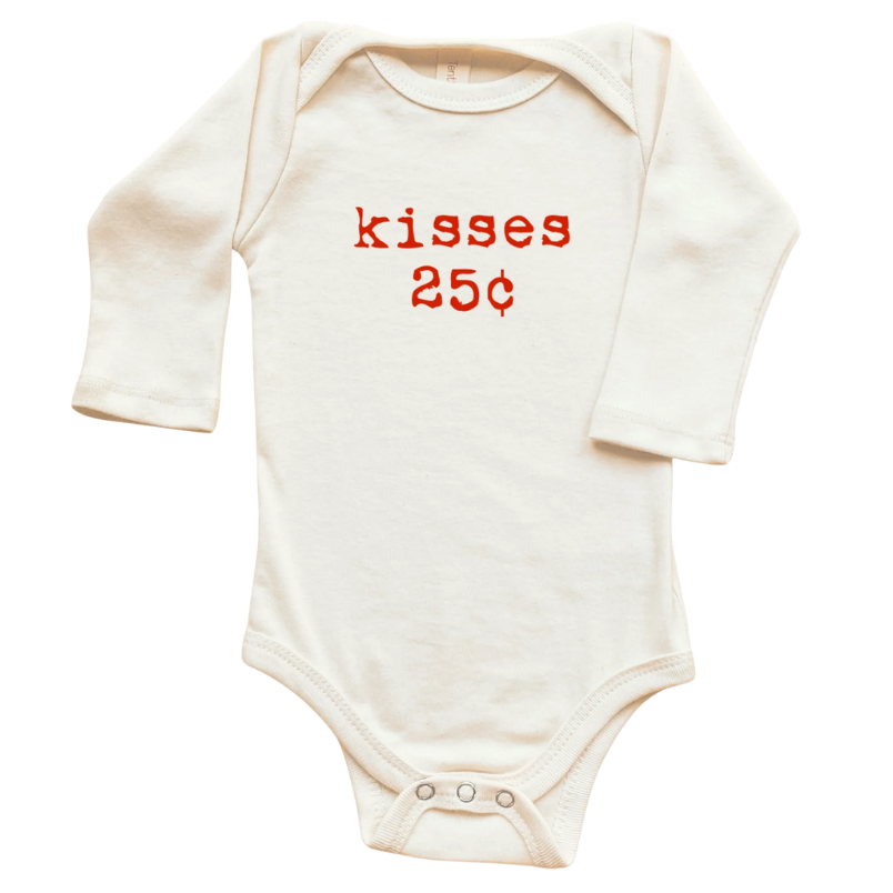 Kisses 25c Organic Baby Bodysuit Long Sleeve