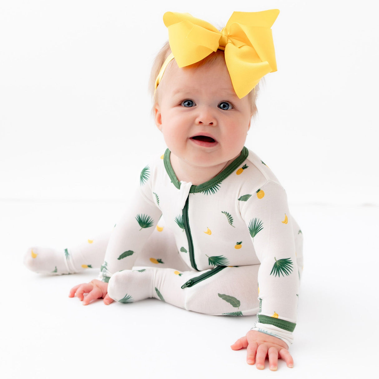 Tropical Palms Zippered Footie - HoneyBug