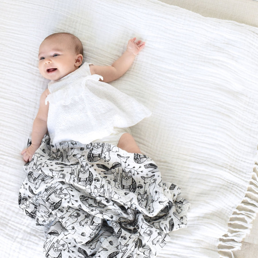 Organic Muslin Swaddle - Forest - HoneyBug