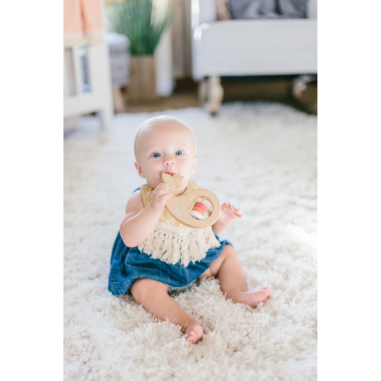 Whale Wooden Baby Rattle - HoneyBug