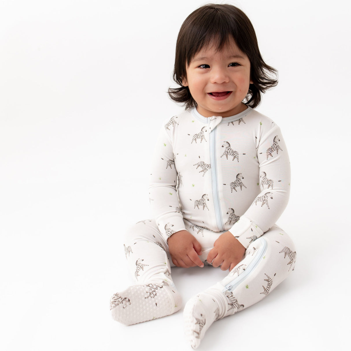 Zebra Zippered Footie - HoneyBug