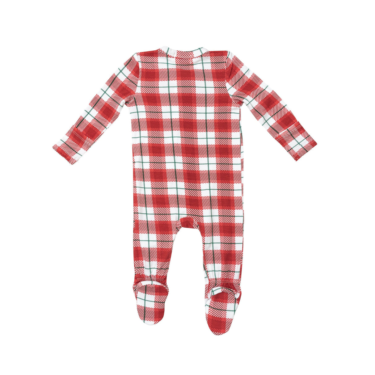 2 Way Zip Footie - Holiday Red Plaid - HoneyBug