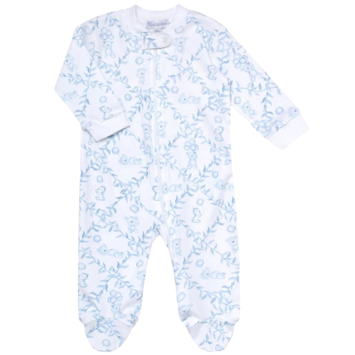 Blue Bears Trellace Zipper Footie - HoneyBug