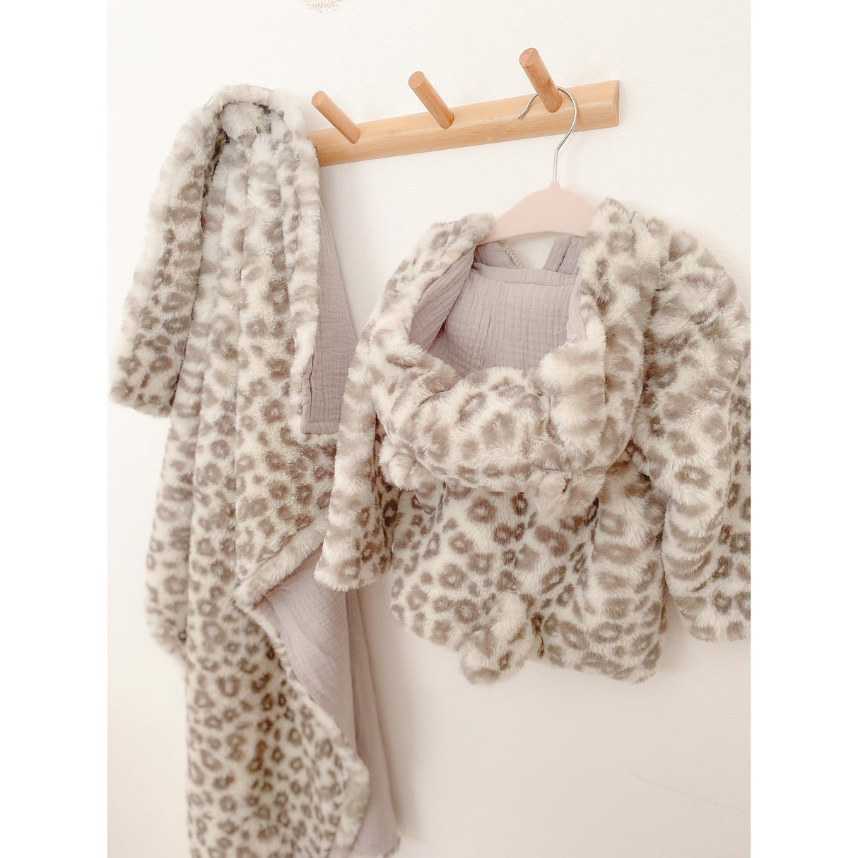 Leopard Faux Fur Hooded Baby Coat 6-12M - HoneyBug