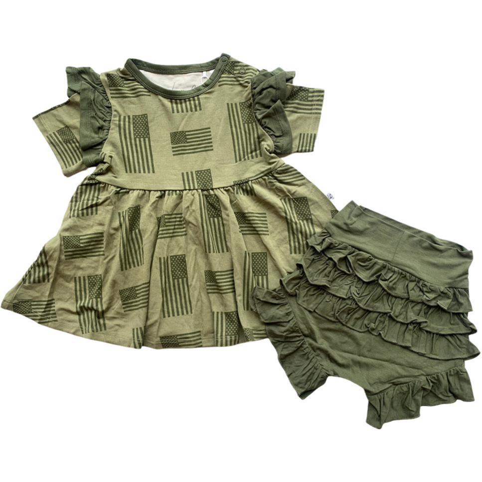Kolton Bamboo Peplum + Bummie Set - HoneyBug
