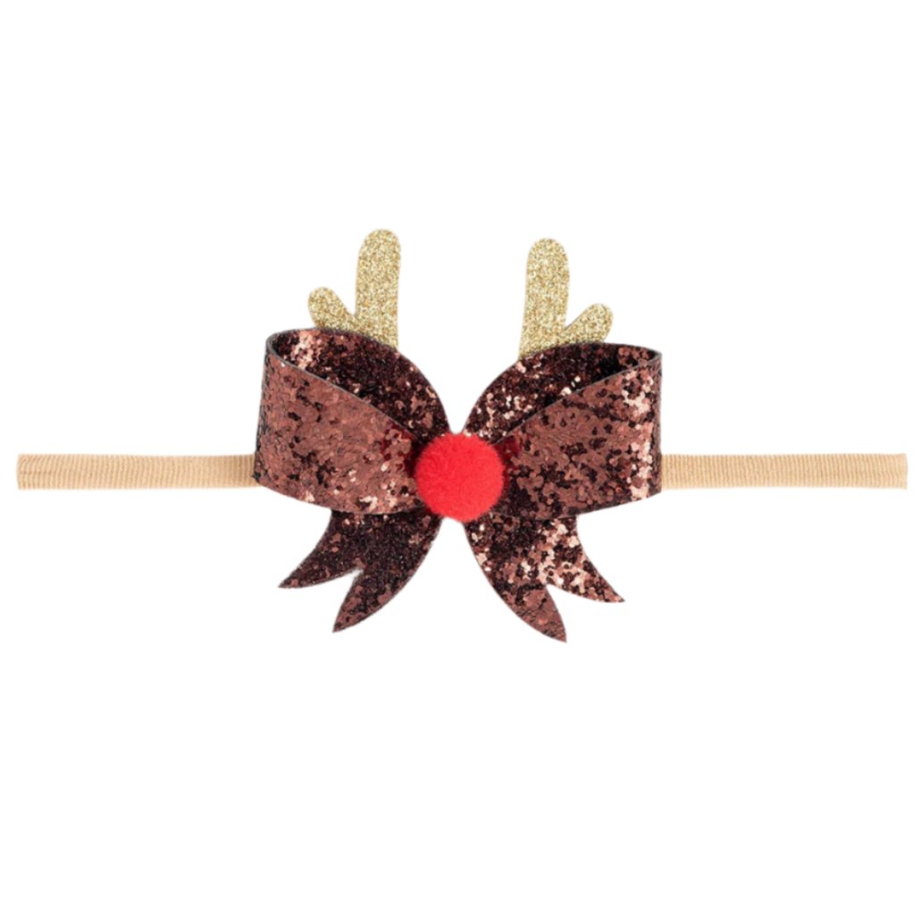 Glitter Reindeer Soft Headband - HoneyBug