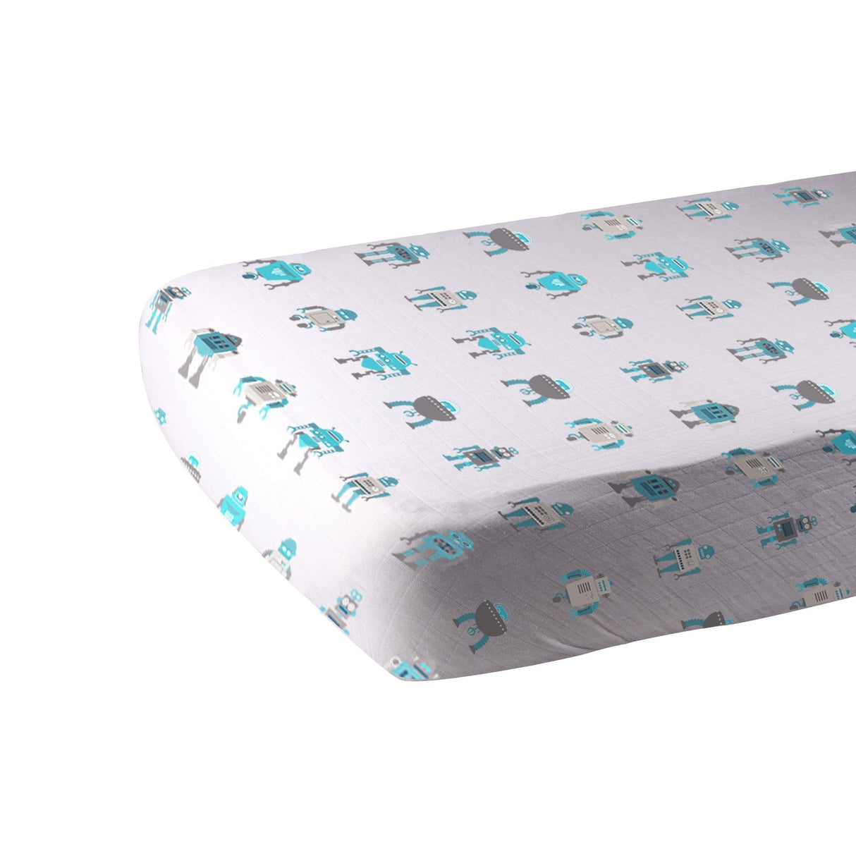 Robot Cotton Muslin Crib Sheet - HoneyBug