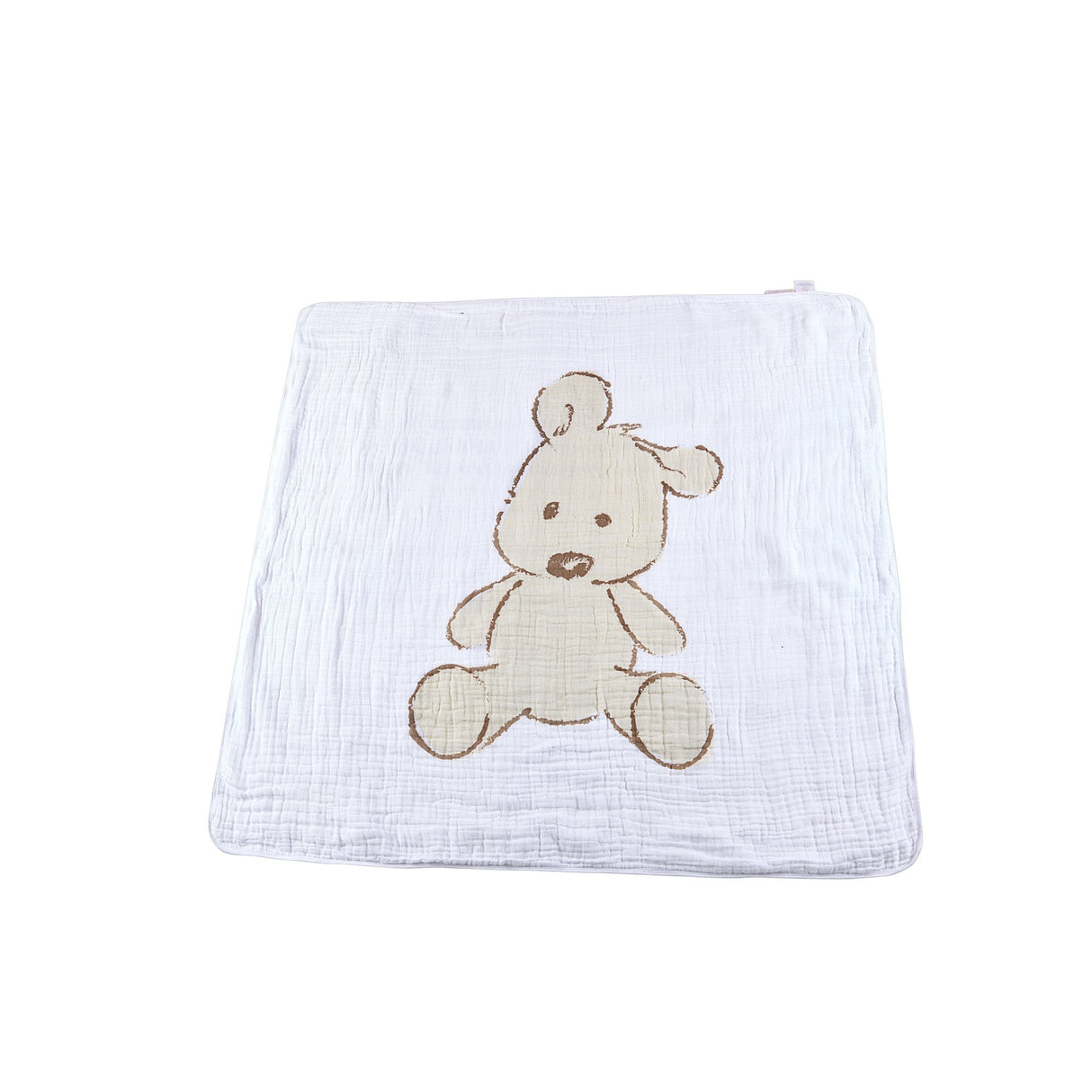 Teddy Bear and Plaid Cotton Muslin Newcastle Blanket - HoneyBug