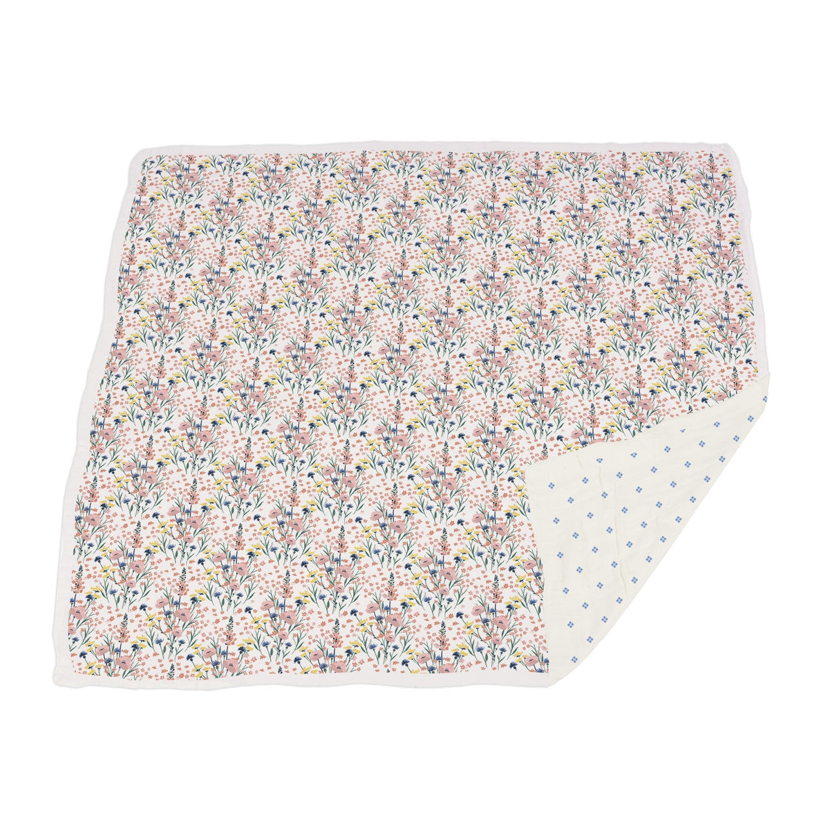Wildflowers and Periwinkle Diamond Polka Dot Bamboo Newcastle Blanket - HoneyBug