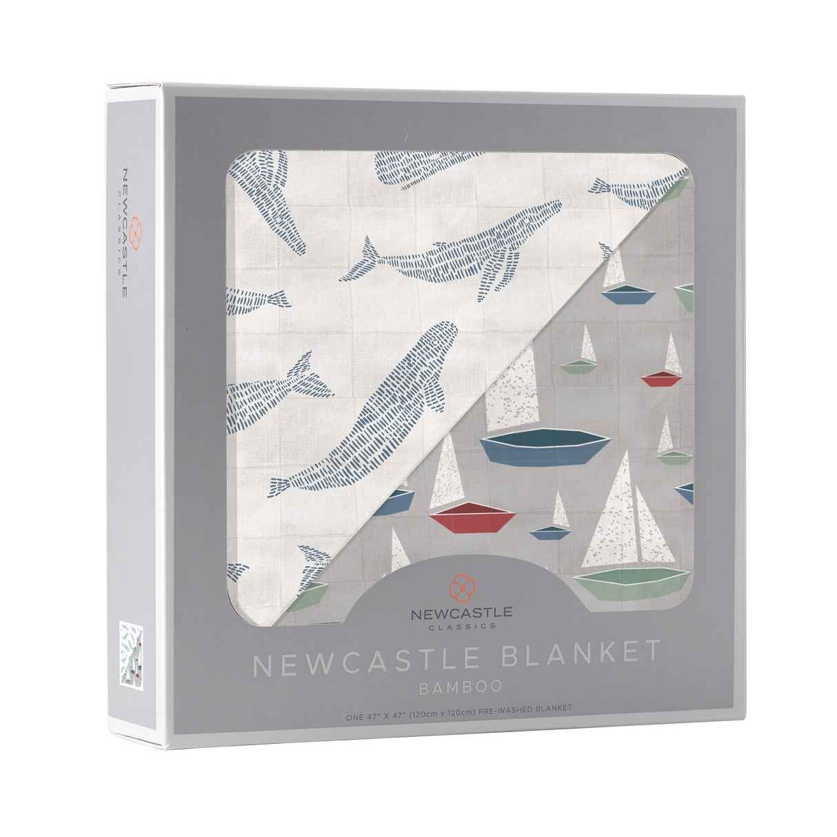 Blue Shadow Whales and Marina Sailboats Bamboo Newcastle Blanket - HoneyBug
