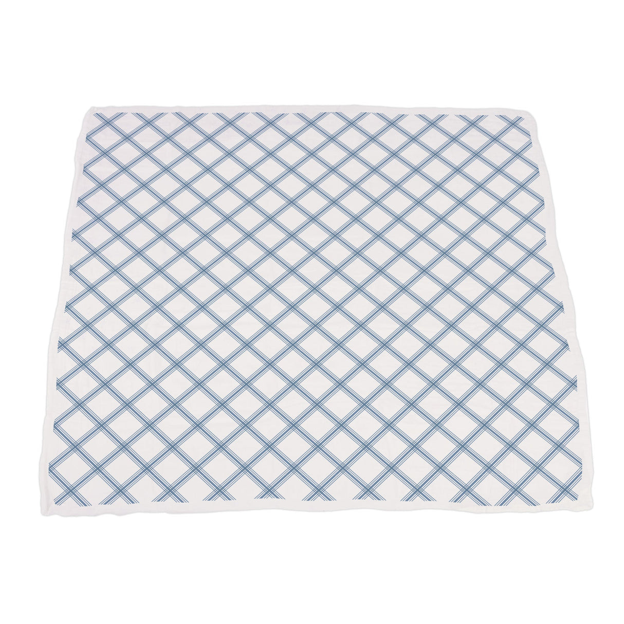 Blue and Red Fire Trucks and Buffalo Check Plaid Cotton Newcastle Blanket - HoneyBug