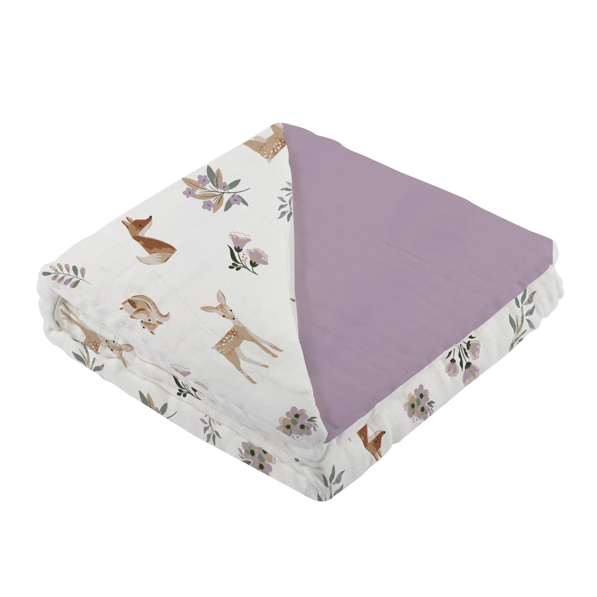 Sierra Fox and Deer and Orchid Lavender Cotton Newcastle Blanket - HoneyBug
