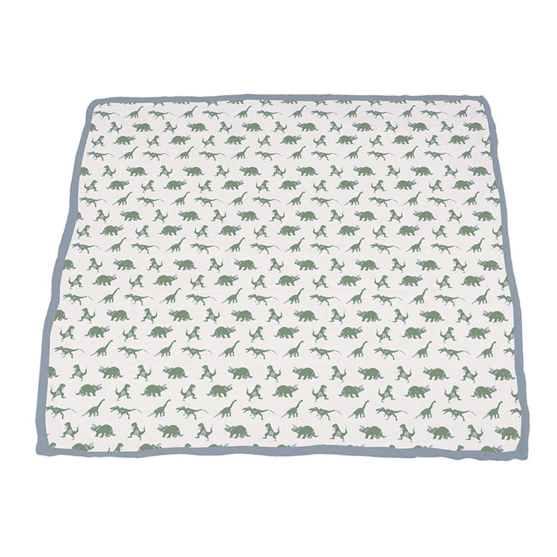 Granite Green Dinosaurs and Blue Fog Cotton Newcastle Blanket - HoneyBug