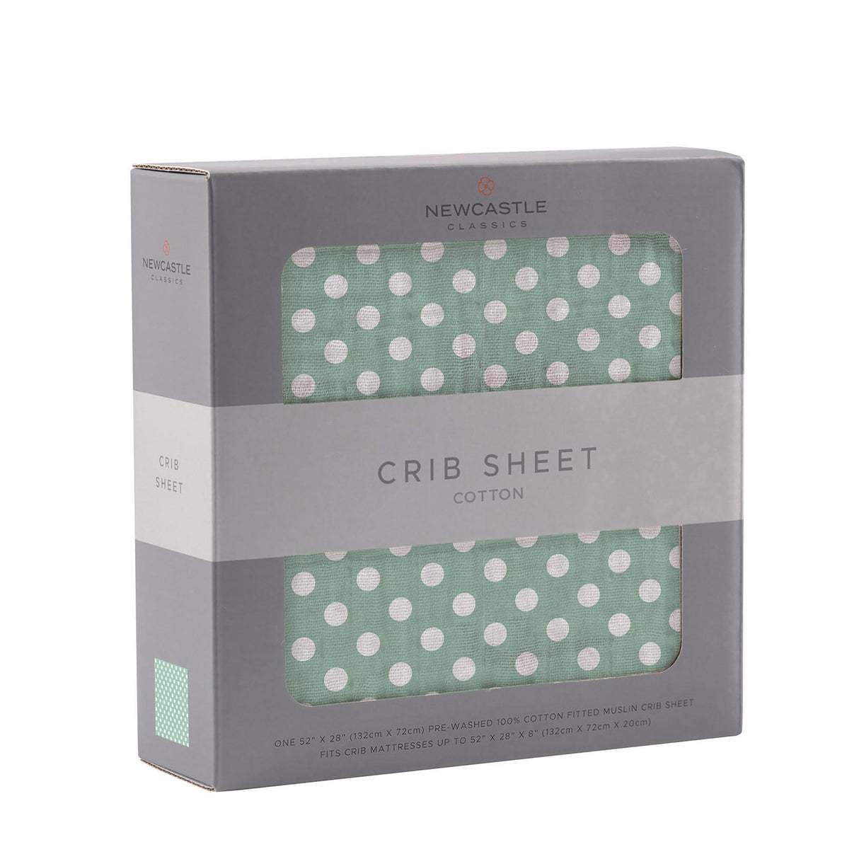 Jade Polka Dot Cotton Muslin Crib Sheet - HoneyBug