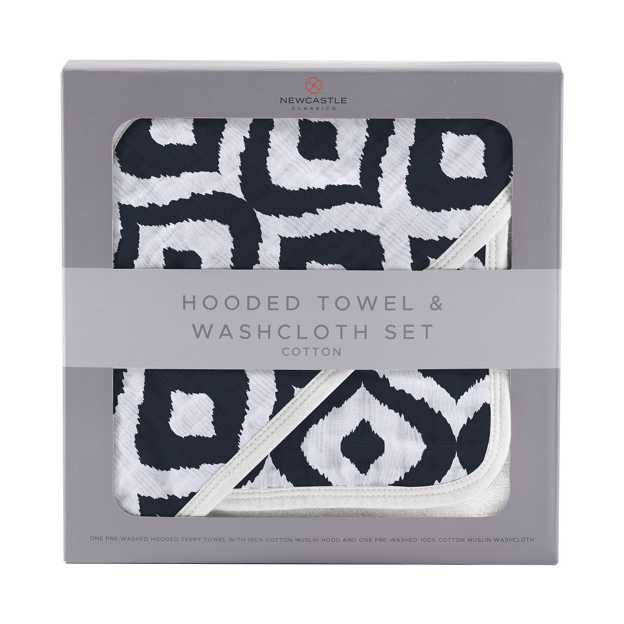 Moroccan Blue Hooded Towel and Washcloth Set - HoneyBug
