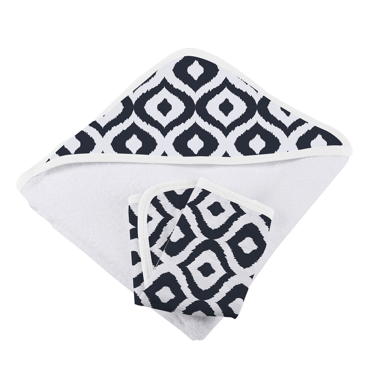 Moroccan Blue Hooded Towel and Washcloth Set - HoneyBug