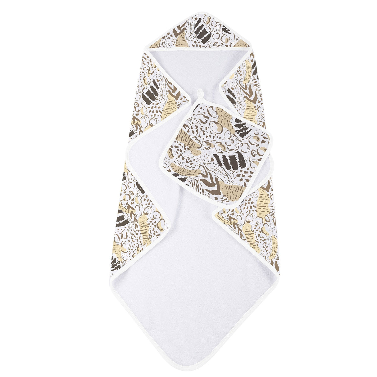 Animal Print Bamboo Hooded Towel and Washcloth Set - HoneyBug