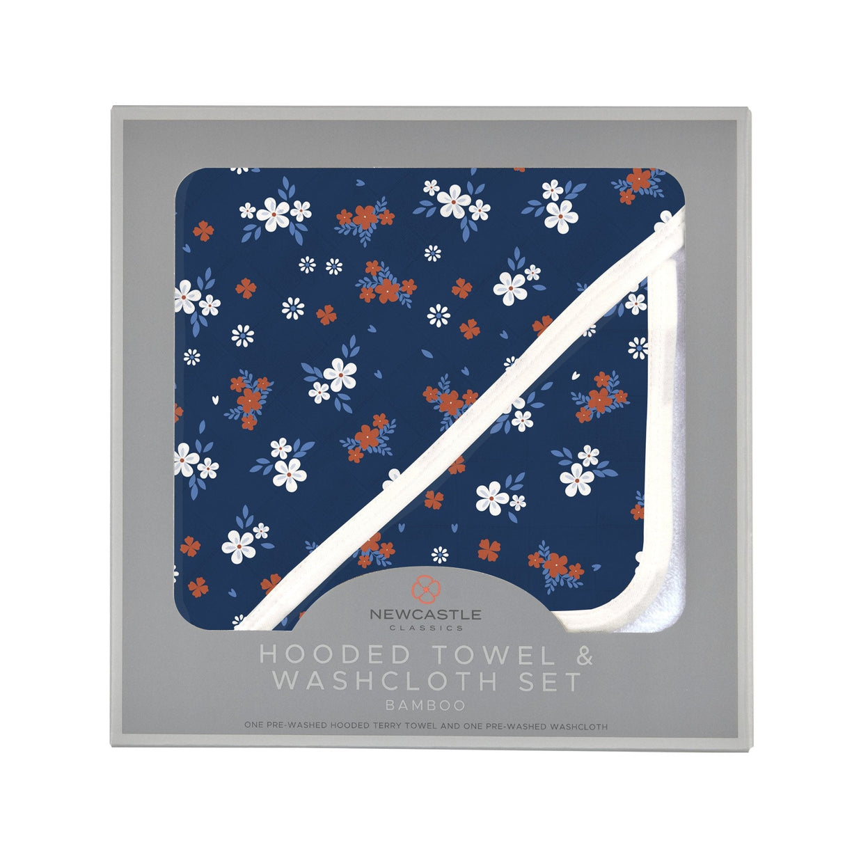 Serenity Floral Bamboo Hooded Towel and Washcloth Set - HoneyBug