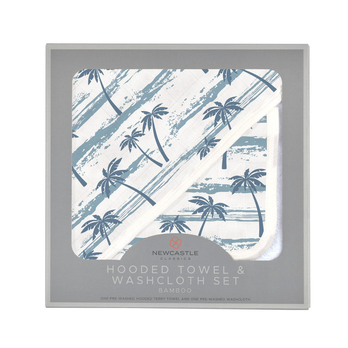 Ocean Palm Trees Bamboo Hooded Towel and Washcloth Set - HoneyBug