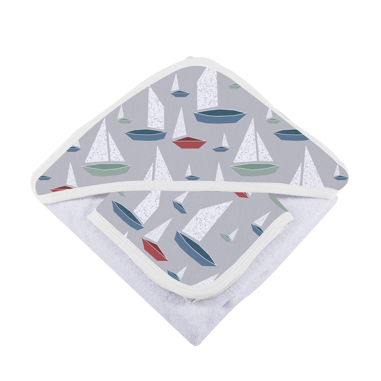 Marina Sailboats Bamboo Hooded Towel and Washcloth Set - HoneyBug