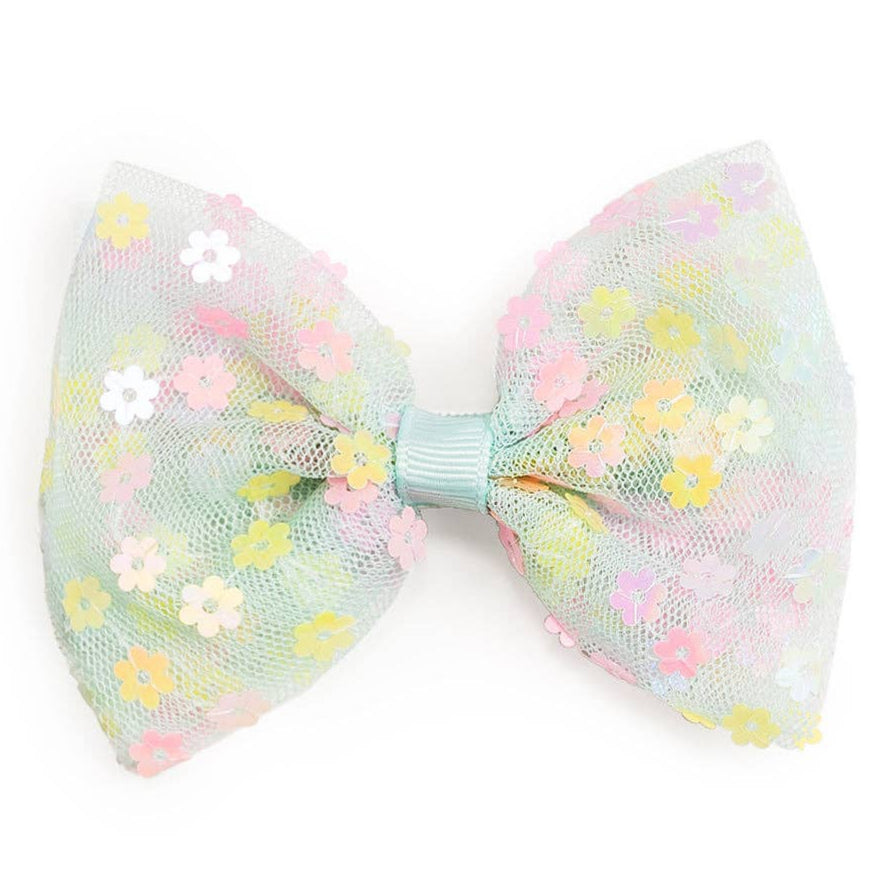 Robin Egg Blue Confetti Bow Clip - HoneyBug