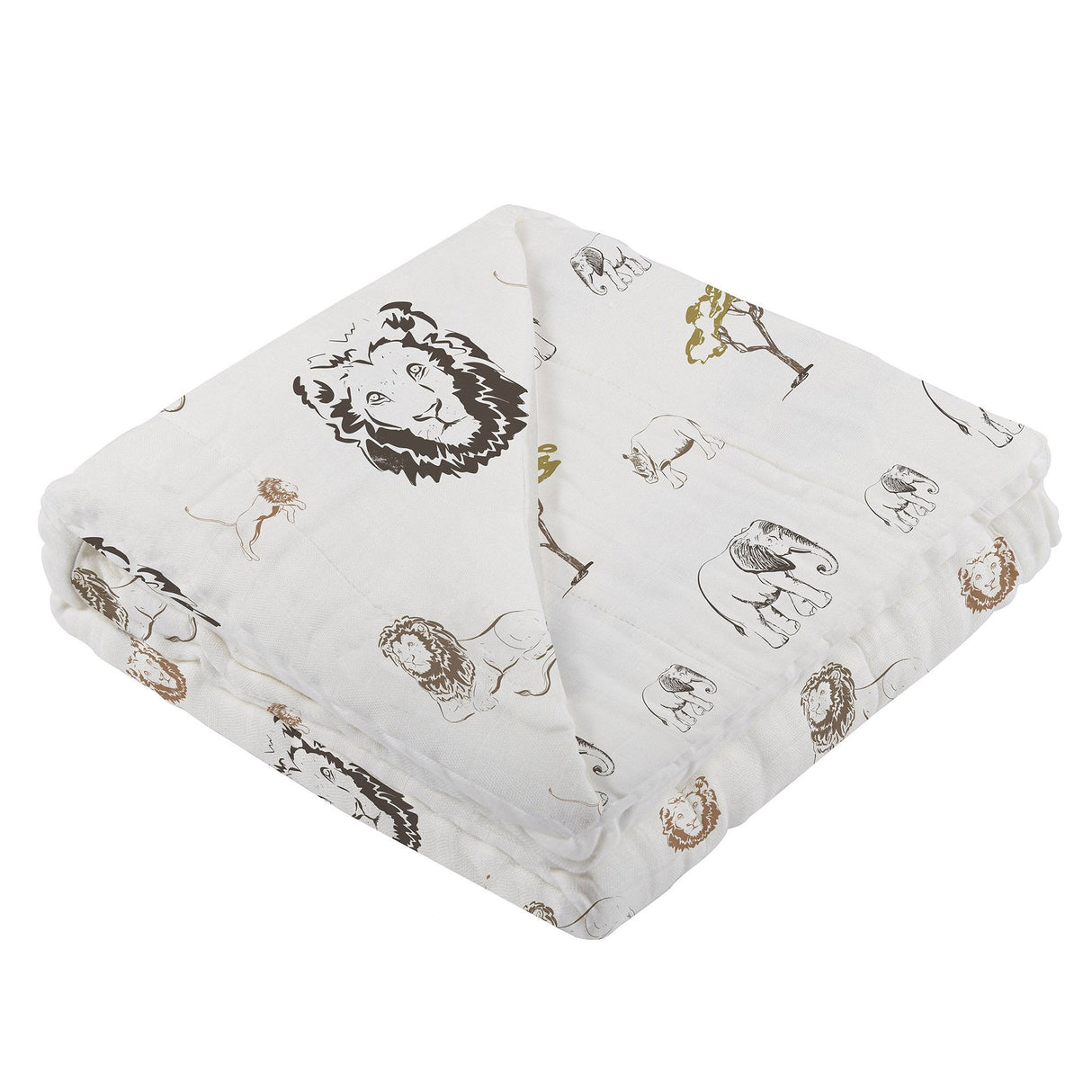 Hear Me Roar Lion and Rhinos and Elephants Bamboo Newcastle Blanket - HoneyBug