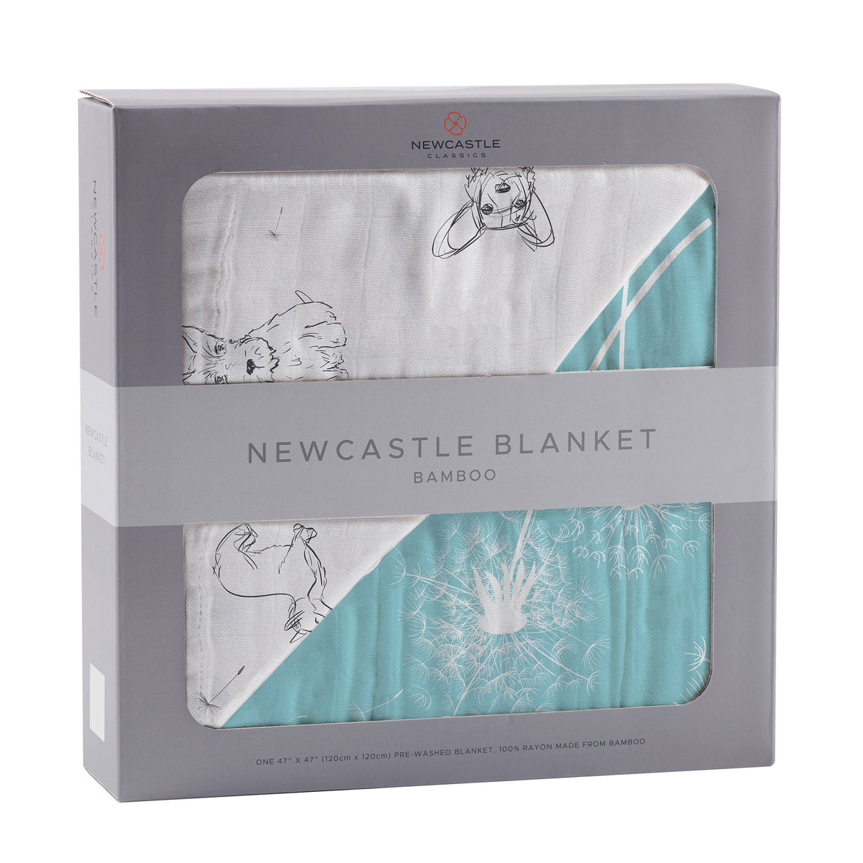 Corgi and Dandelion Seeds Bamboo Muslin Newcastle Blanket - HoneyBug