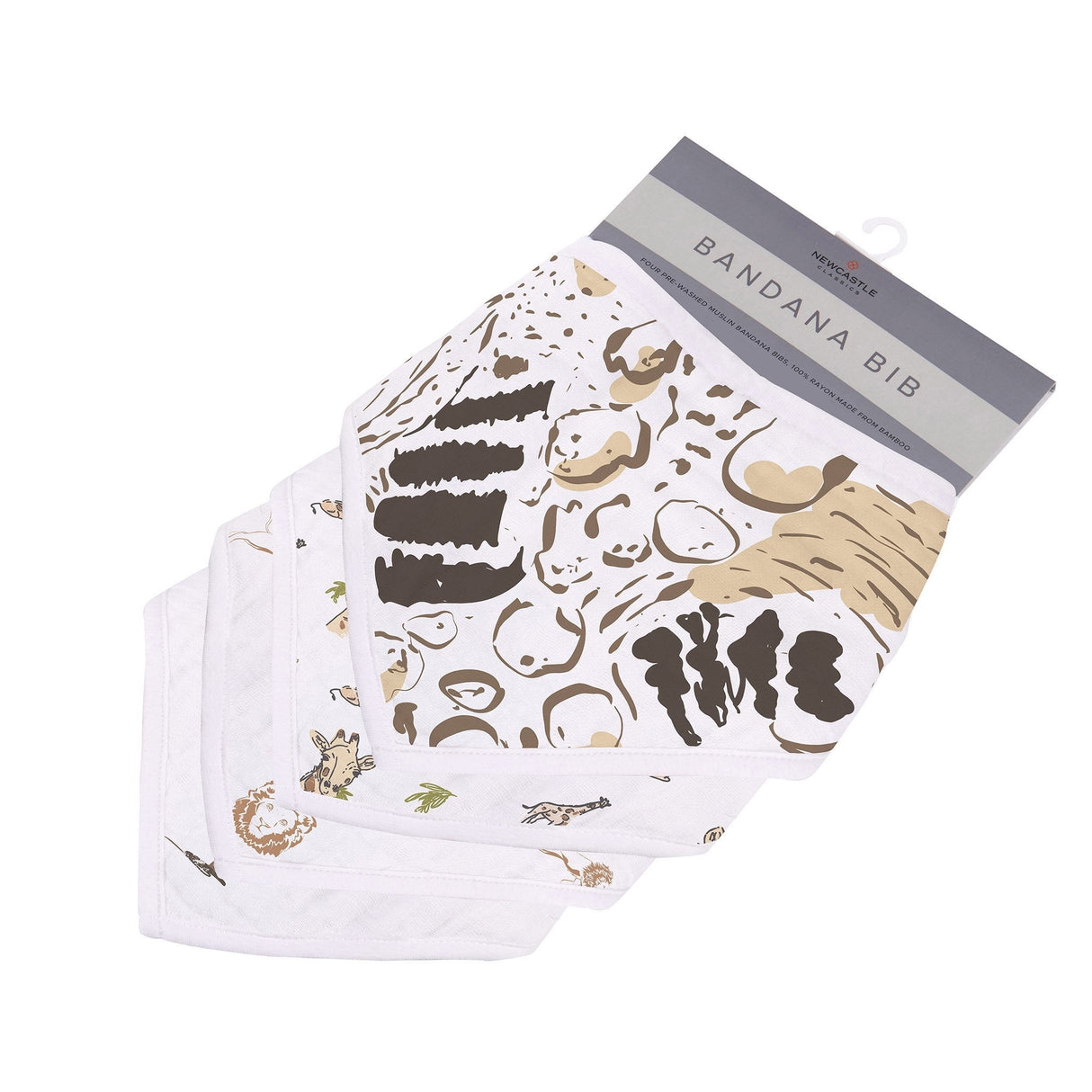 On The Savannah Bamboo Bandana Bibs 4PK - HoneyBug