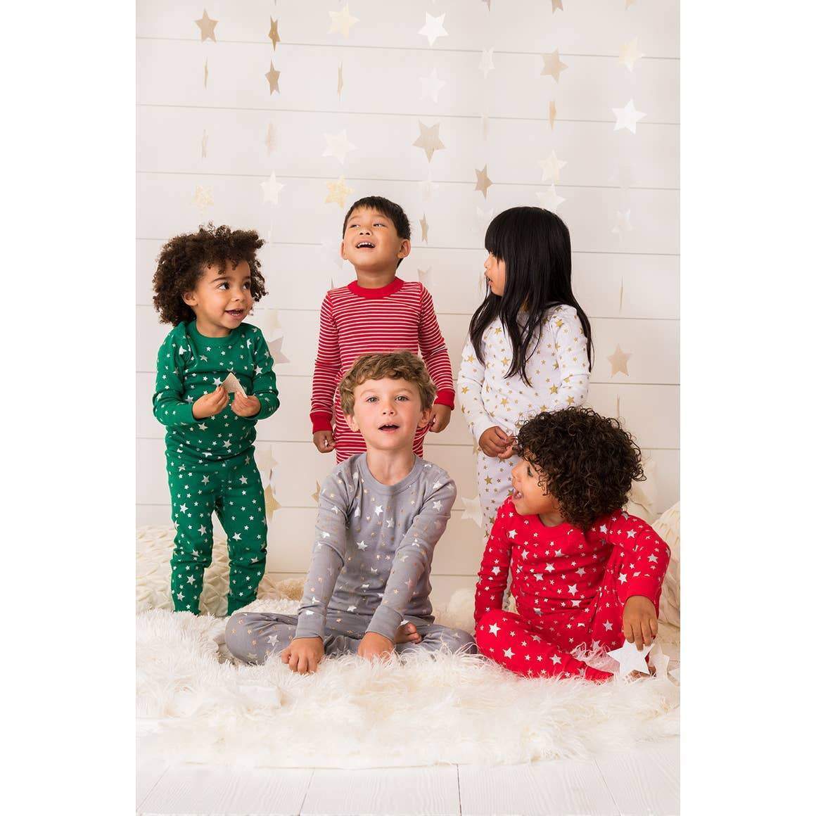 Red/Silver Stars Long Sleeves Pajamas - HoneyBug