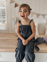 Tie Shoulder Jumpsuit - Chambray - HoneyBug 