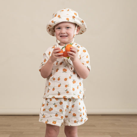 Organic Raglan Shirt & Shorts Set - Mandarin - HoneyBug 
