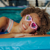 Pink Lace Beautiful Bows Girl Kids' Swim Goggles - HoneyBug 