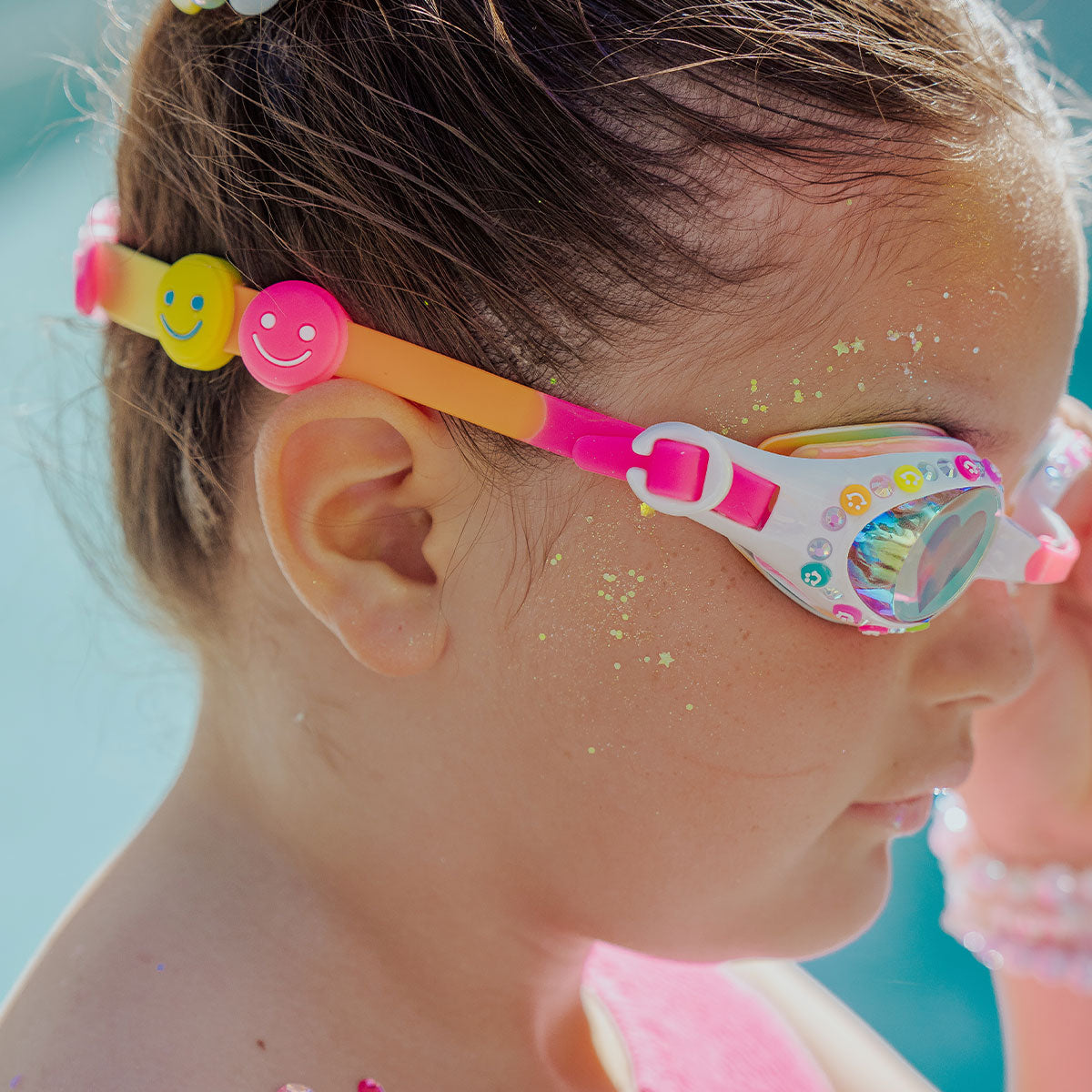 Positively Pink Smile Girl Kids' Swim Goggles - HoneyBug 