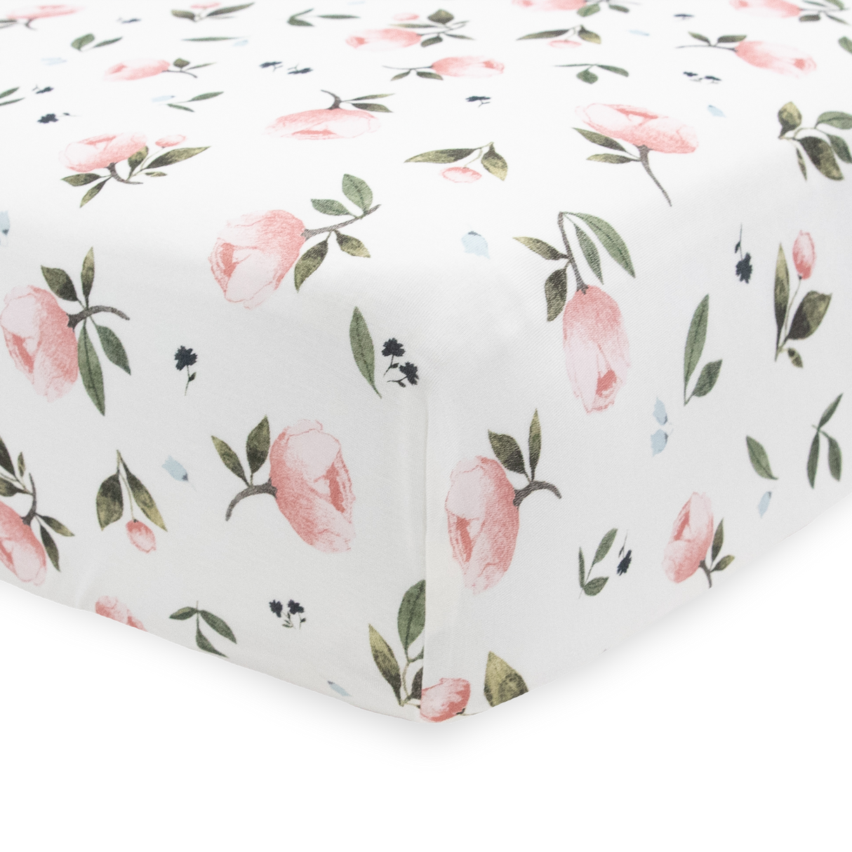 Stretch Knit Crib Sheet - Watercolor Rose - HoneyBug 