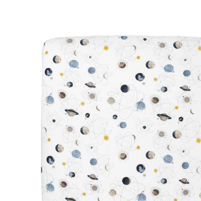 Stretch Knit Crib Sheet - Planets - HoneyBug 