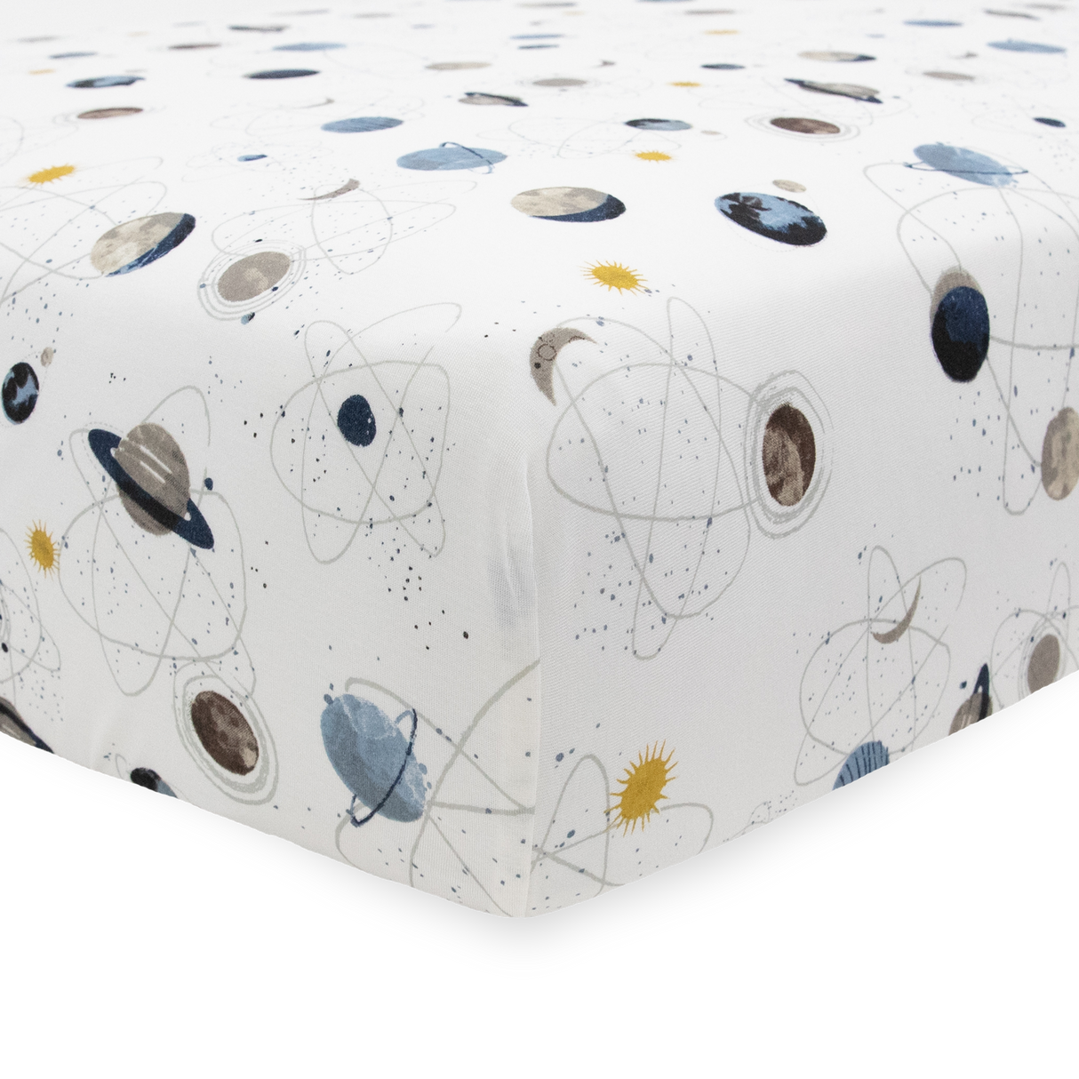 Stretch Knit Crib Sheet - Planets - HoneyBug 