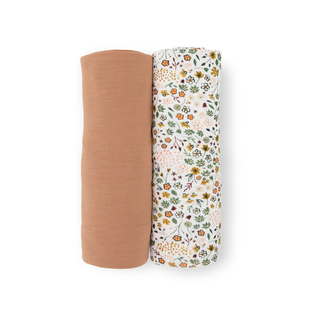 Stretch Knit Swaddle Blanket 2 Pack - Pressed Petals - HoneyBug 