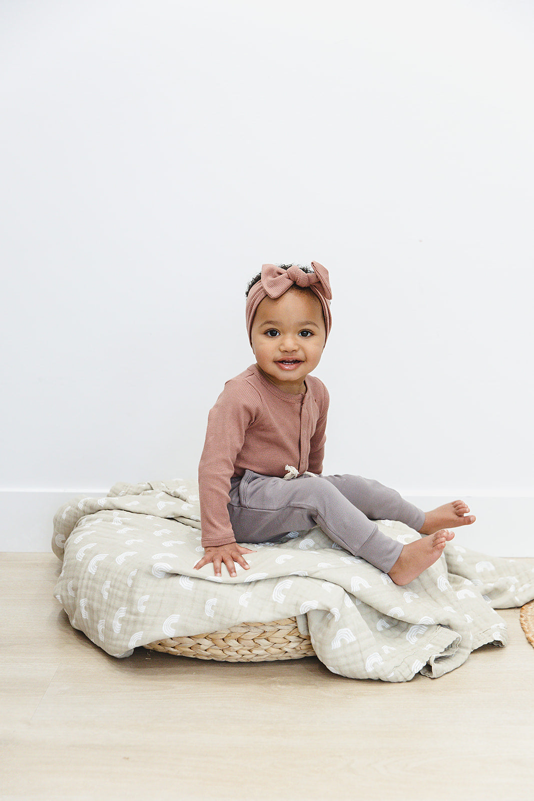 Dusty Rose Organic Snap Long Sleeve Ribbed Bodysuit - HoneyBug 