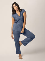 Davy Nursing & Maternity Pajama Set | Slate Blue - HoneyBug 