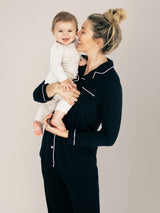 Clea Bamboo Classic Long Sleeve Pajama Set | Black - HoneyBug 