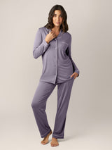 Clea Bamboo Long Sleeve Pajama Set | Granite - HoneyBug 