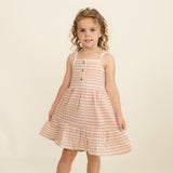 Organic Buttoned Tiered Dress - Dash Lines - HoneyBug 